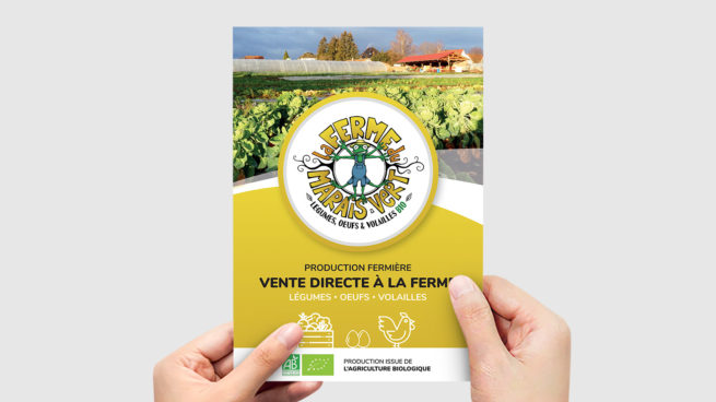 Recto du flyer de la Ferme du Marais vert